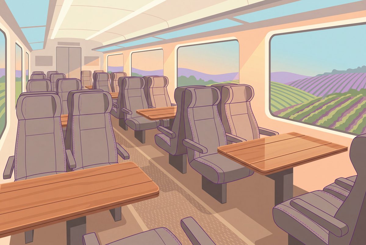 Illustration of Westbahn comfort class train seats