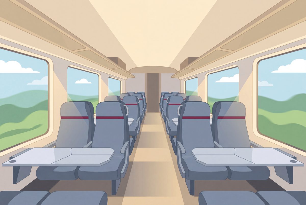 Illustration of second class (economy) train seats