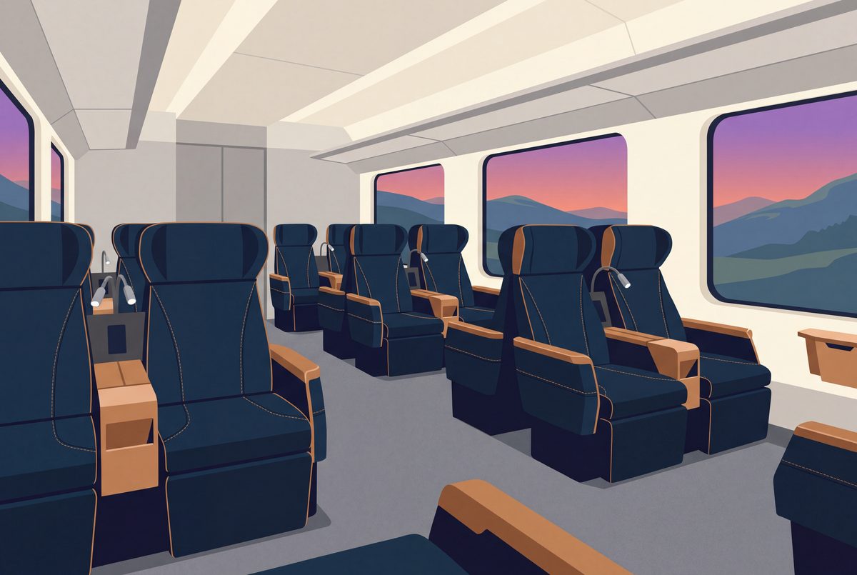 Illustration of first class train seats