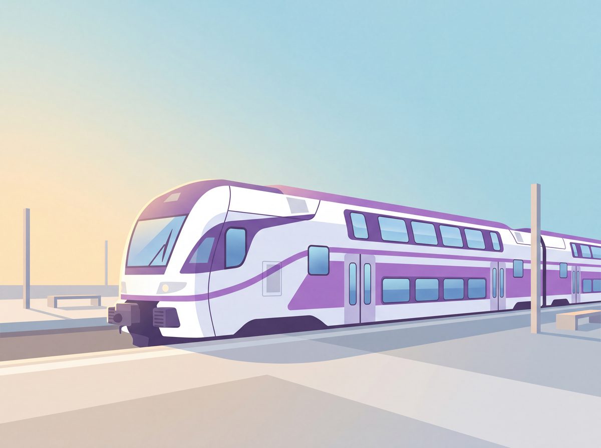 Illustration of a Westbahn double-decker train